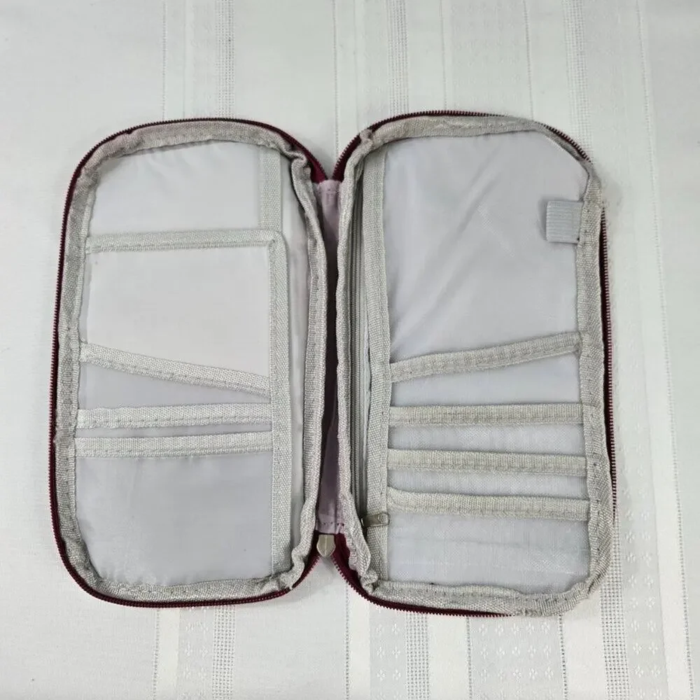 Family Travel Passport RFID Blocking Wallet Document Holder Organizer Case-Wine